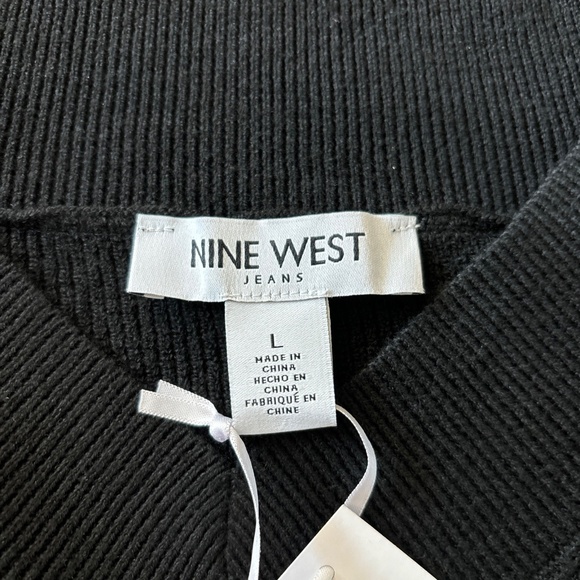 NWT Nine West Jeans Women's V-Neck‎ Black Knit Sweater Size Large - Picture 5 of 8
